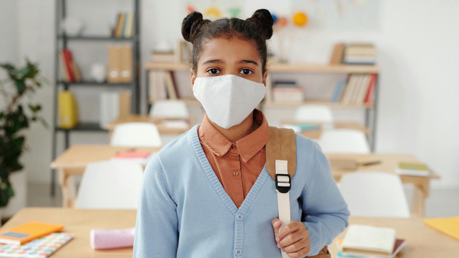 A Student Wearing a Face Mask