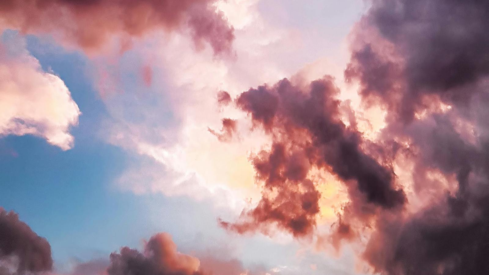 Down Angle Photography of Red Clouds and Blue Sky