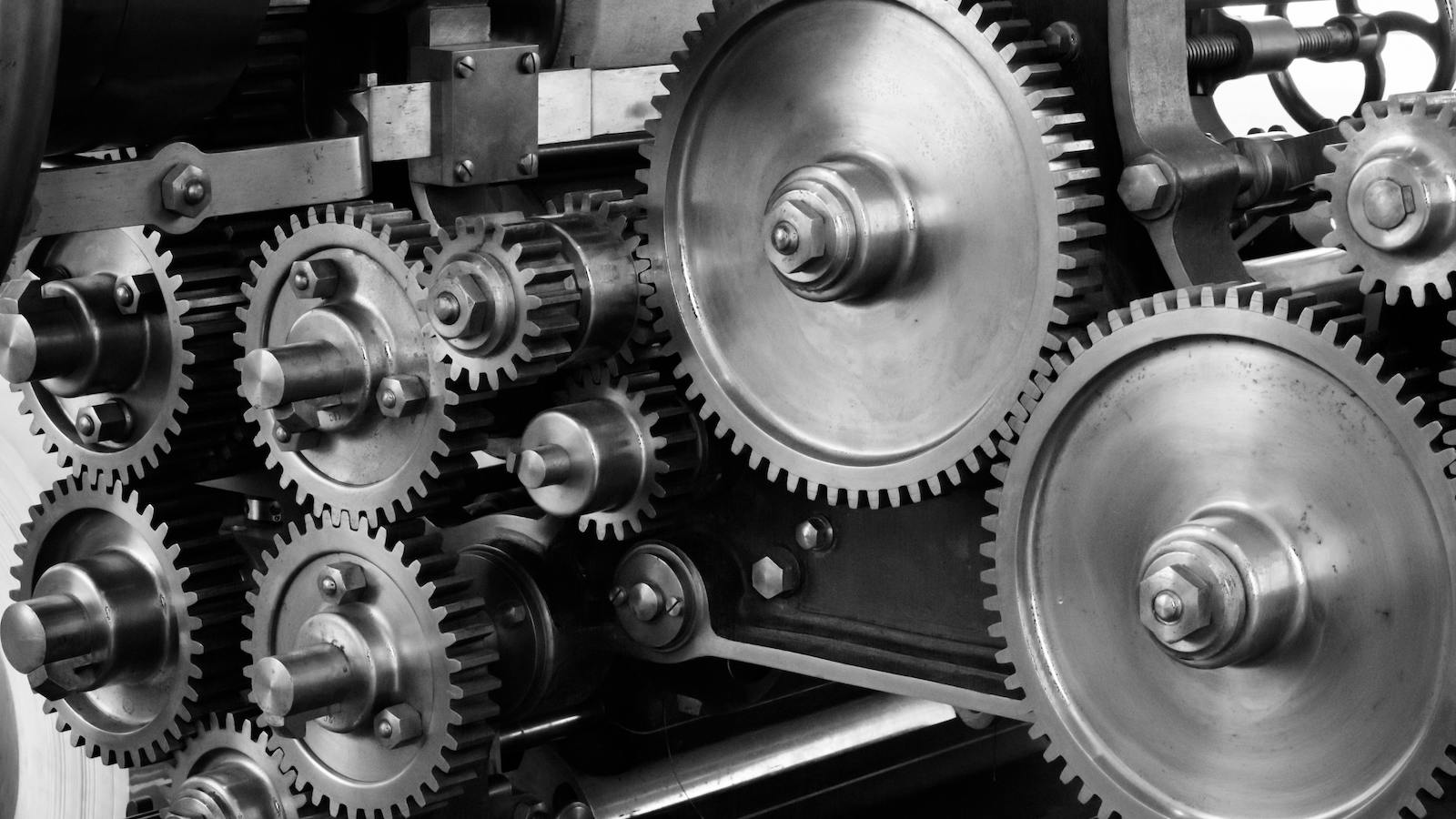 Gray Scale Photo of Gears