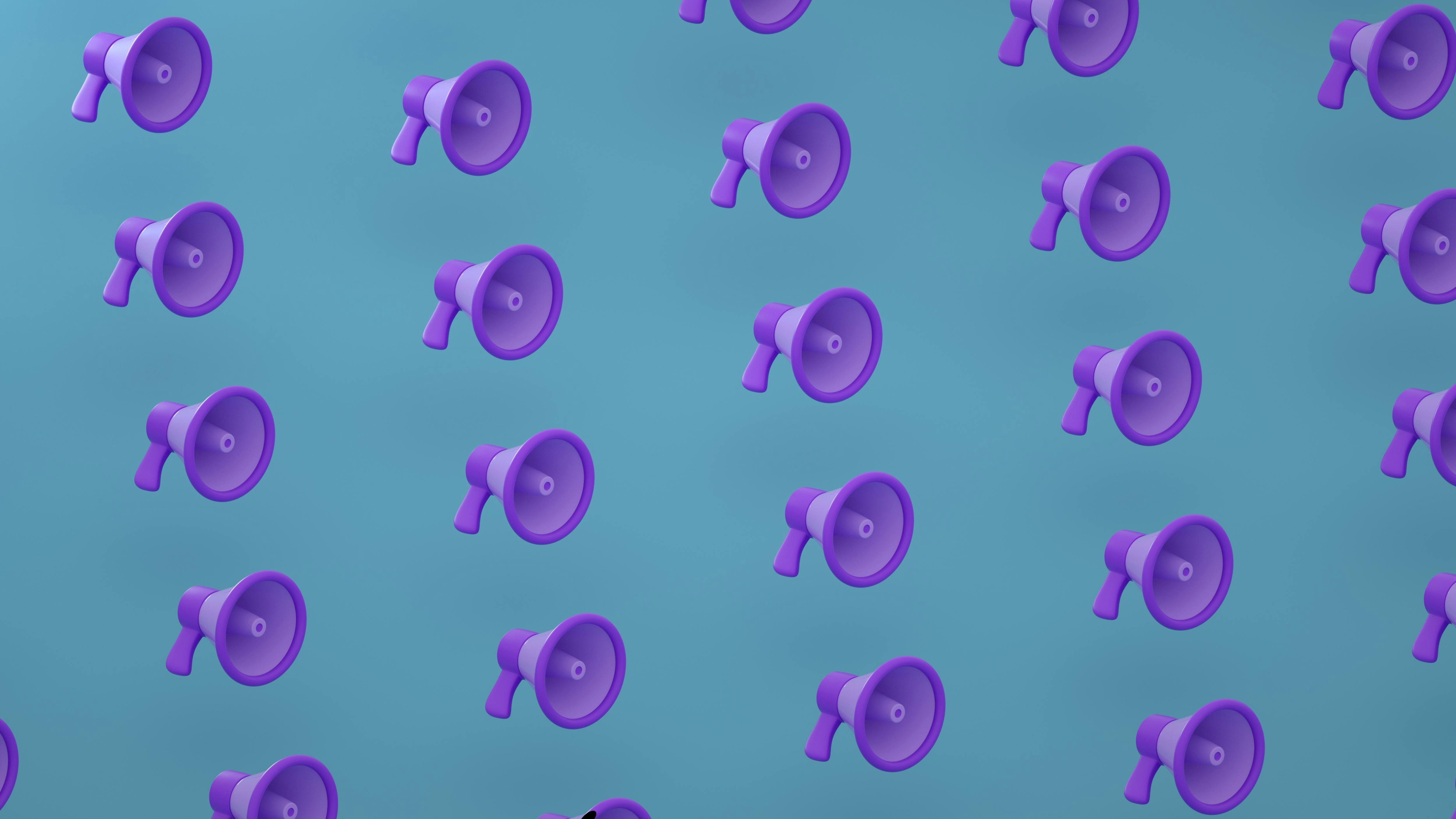 Rows of Purple Megaphones