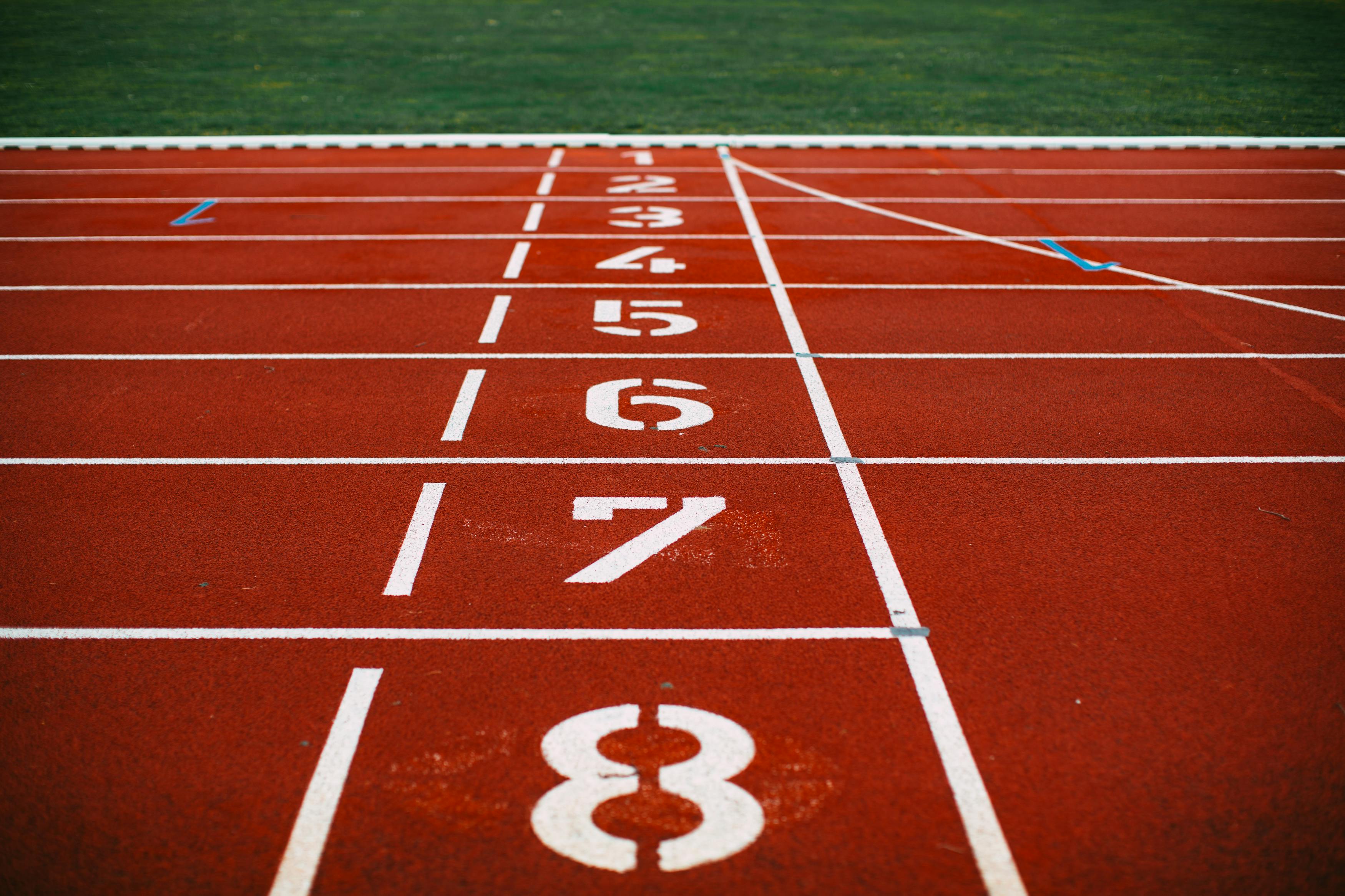 White and Red Track Field