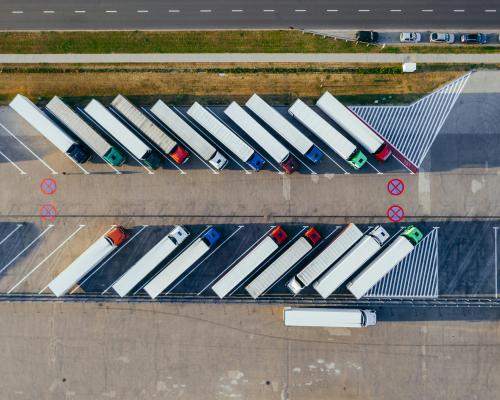 Aerial Photography Of Parked Semi-Trucks