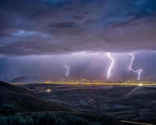 Lightning storm in Washington, USA